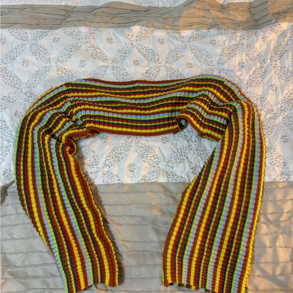 Urban Outfitters Colorful Striped Cable Knitted Shrug Cropped Sweater - Picture 4 of 8